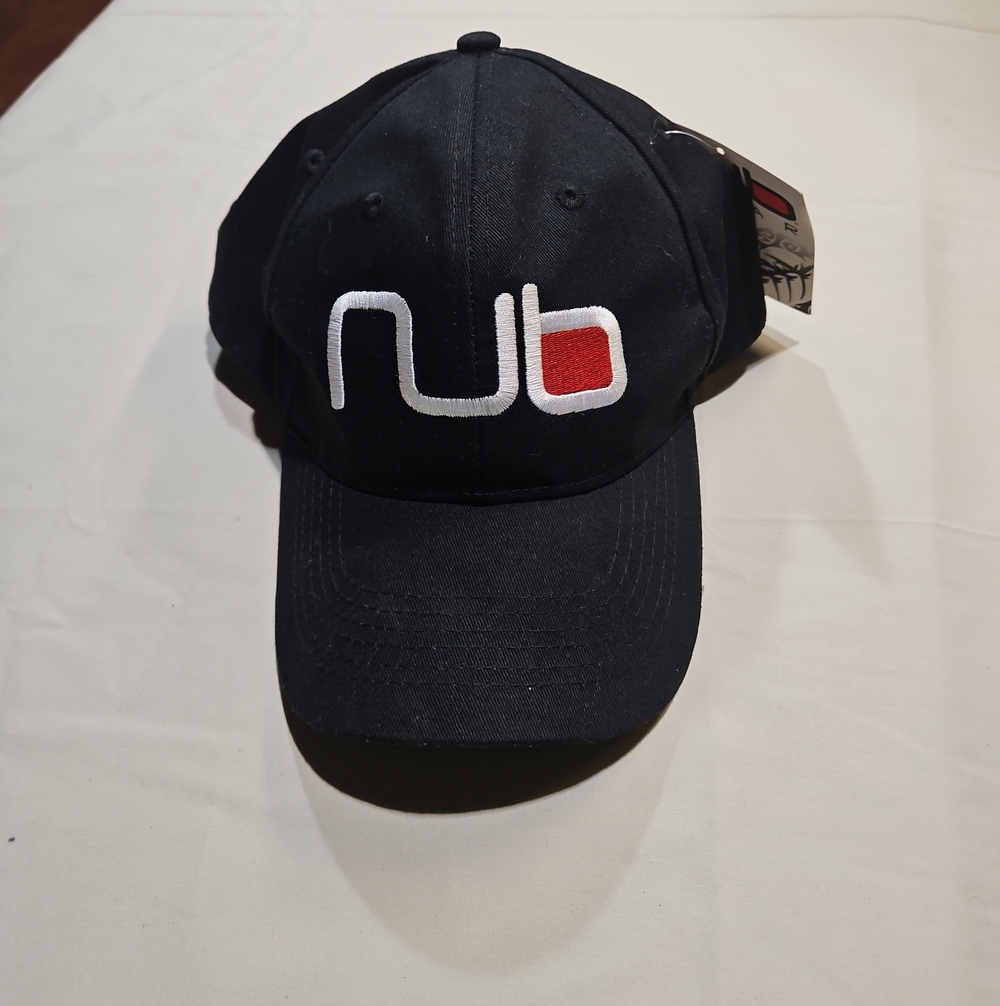 Nub Cigar Black Cap with White and Red Embroidered Logo - Casual Men's Hat